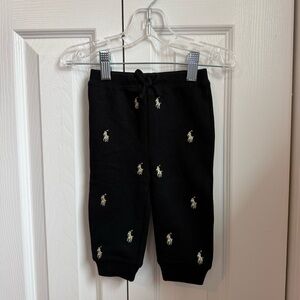 Polo Ralph Lauren Black Jogger Sweatpants with Polo Logo Embroidery